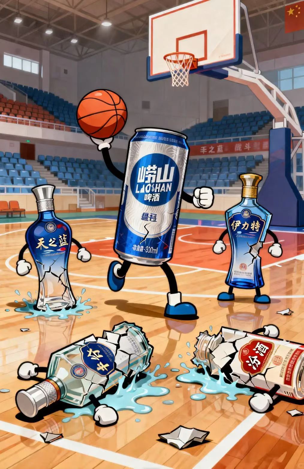 青岛这赛季赢了山西、新疆、南京、四川，几支俱乐部的冠名商都是酒企，于是有了这么一