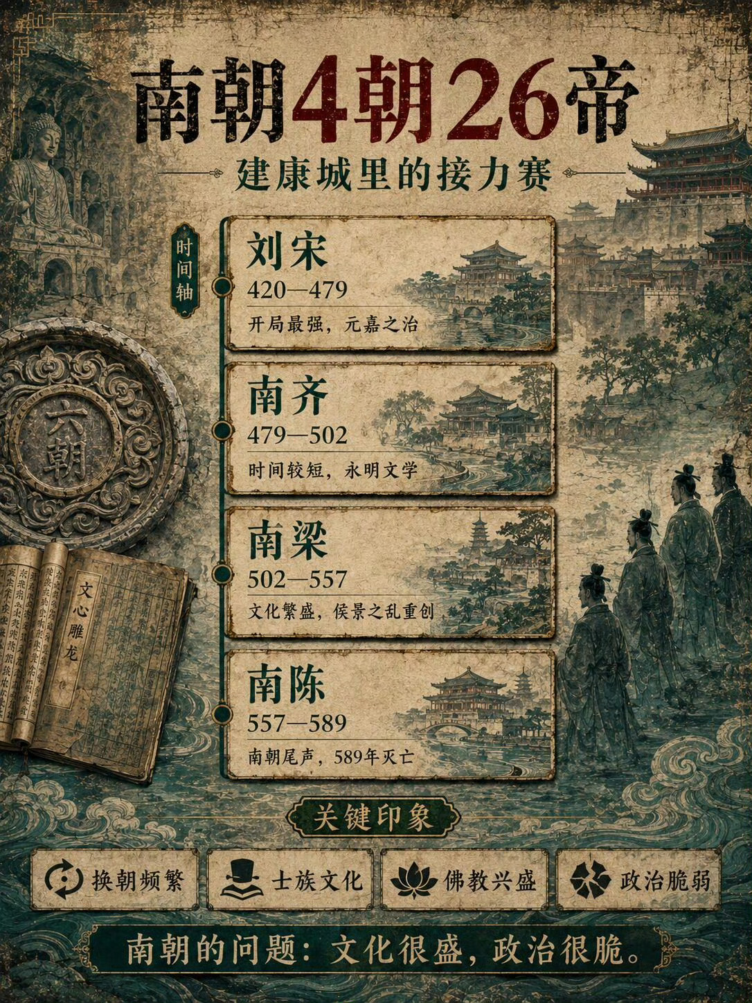 南北朝为什么这么难懂？因为它不是一条线，而是两条线同时乱。一组图把它捋清楚 