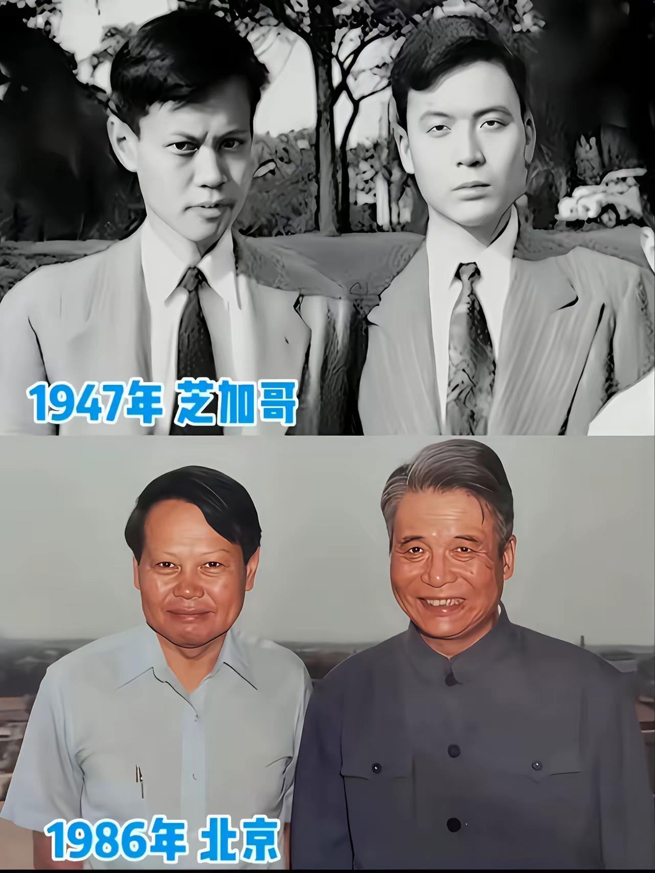 这是1947年杨振宁和邓稼先在美国芝加哥拍摄的照片，当时杨振宁25岁，就读于美国