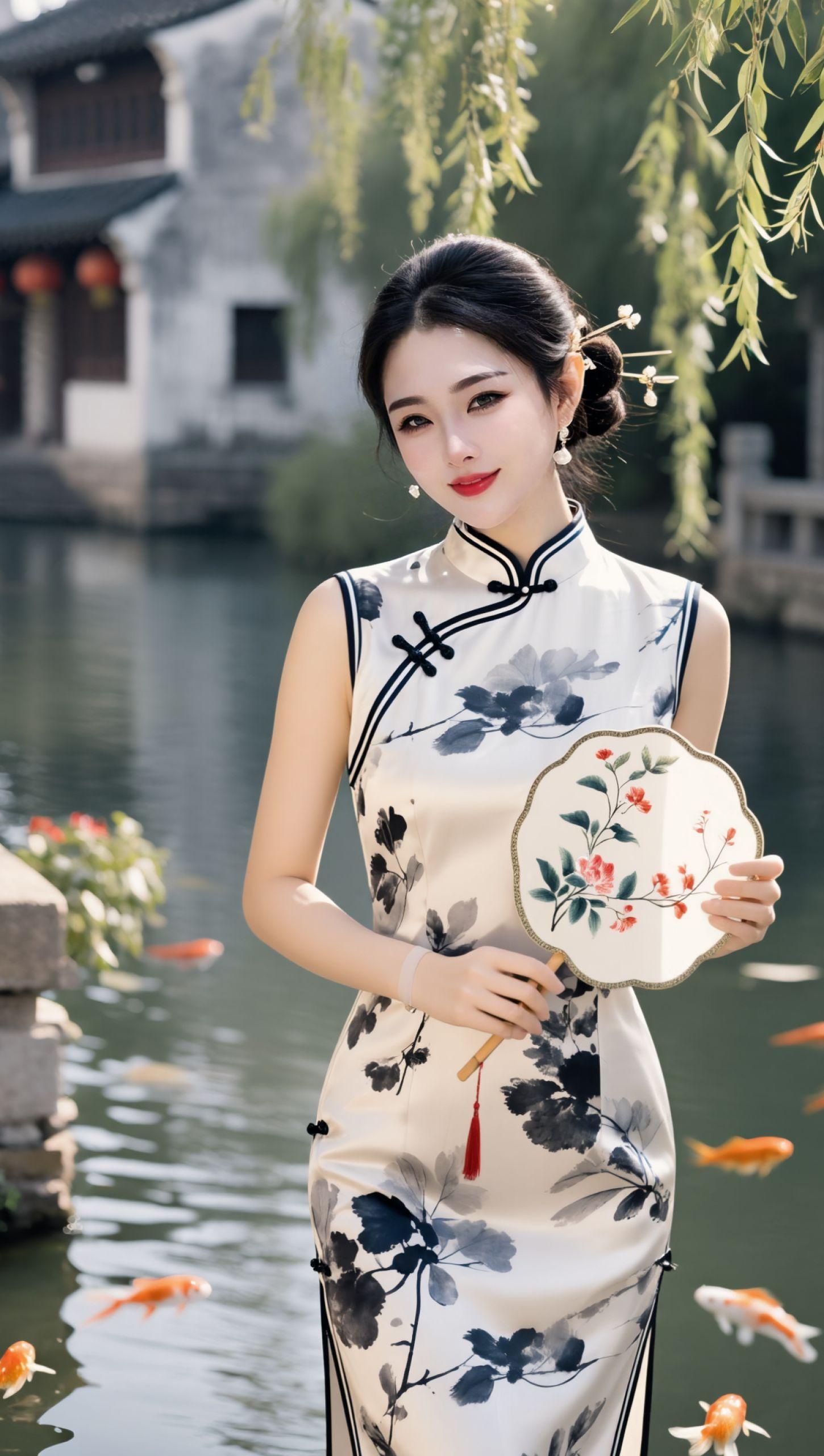 AI水墨旗袍照