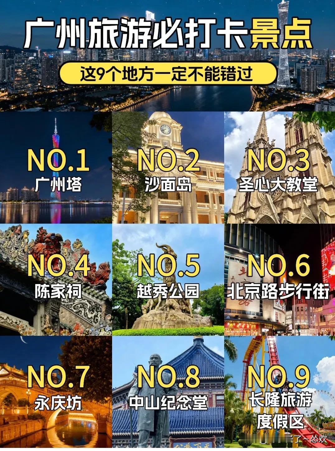 广州打卡游玩必去的景点打卡，这是我喜欢的九个地方，你们喜欢广州哪里景点？广州旅游