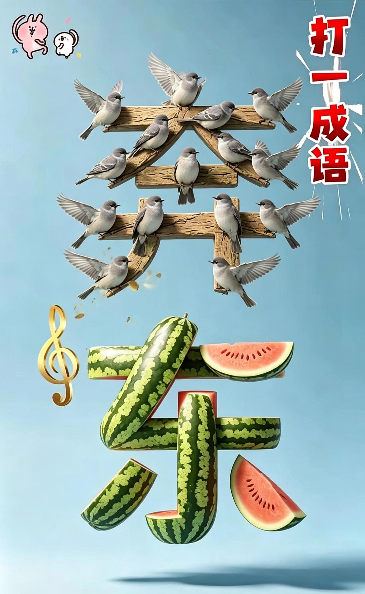 什么成语？能力超群的你看出来了吗？看了30分钟也没看出来呢，没有一点头绪。
 