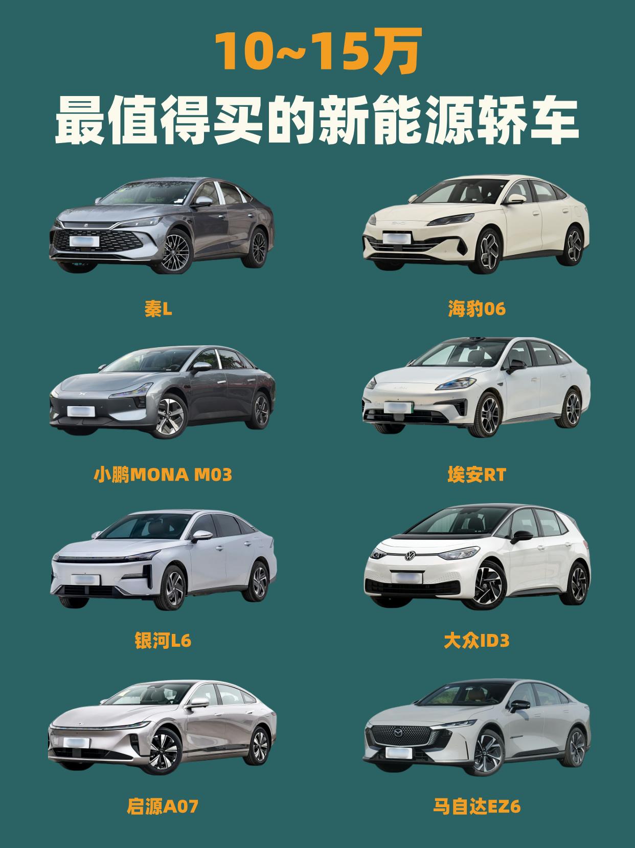 🤔都2025年了，你还买油车吗？10～15万最值得买的新能源轿车推荐！