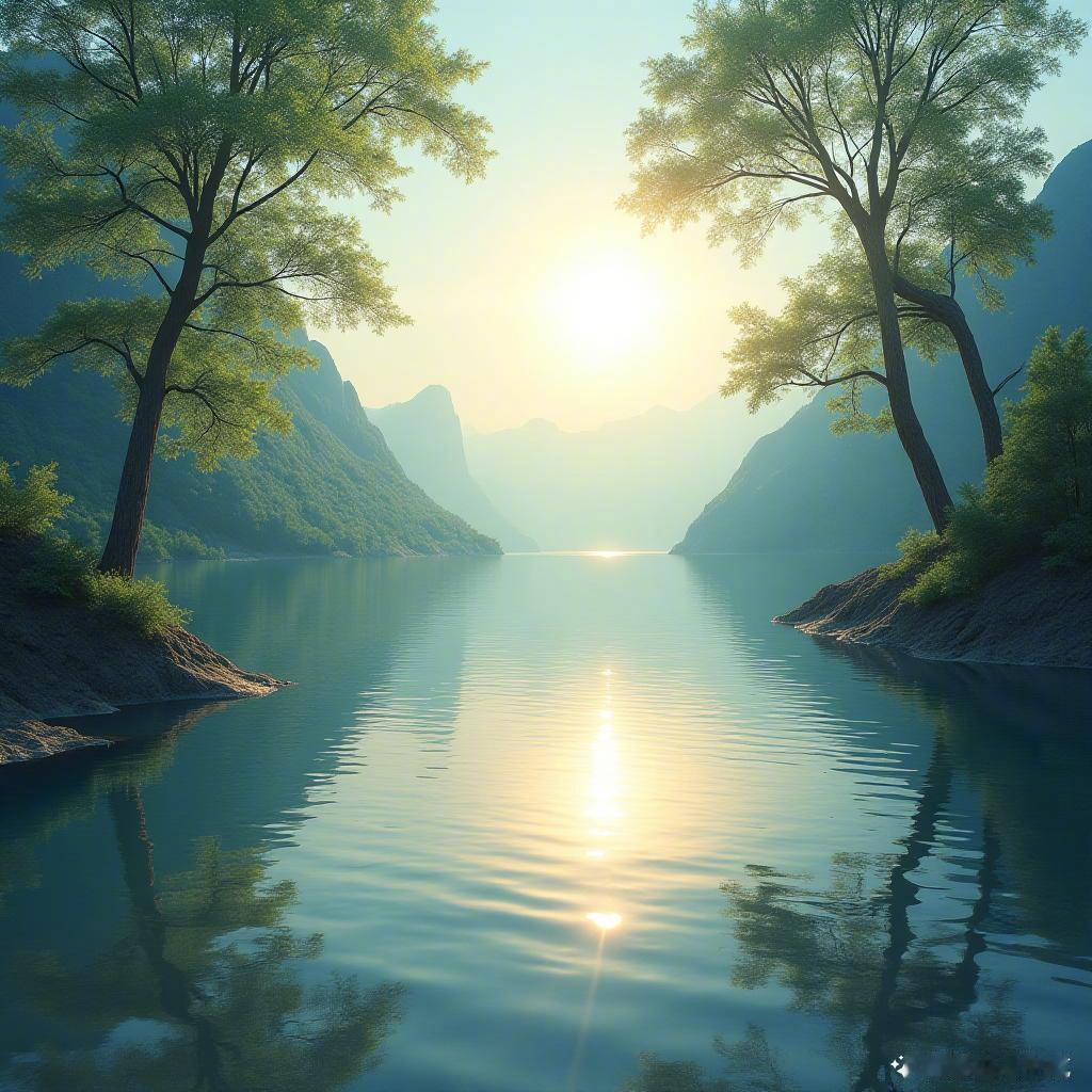 阳光透过树梢，洒落在湖面，梦幻气息溢满心间🌅🌊。生活如此美好，沉醉其中，心灵
