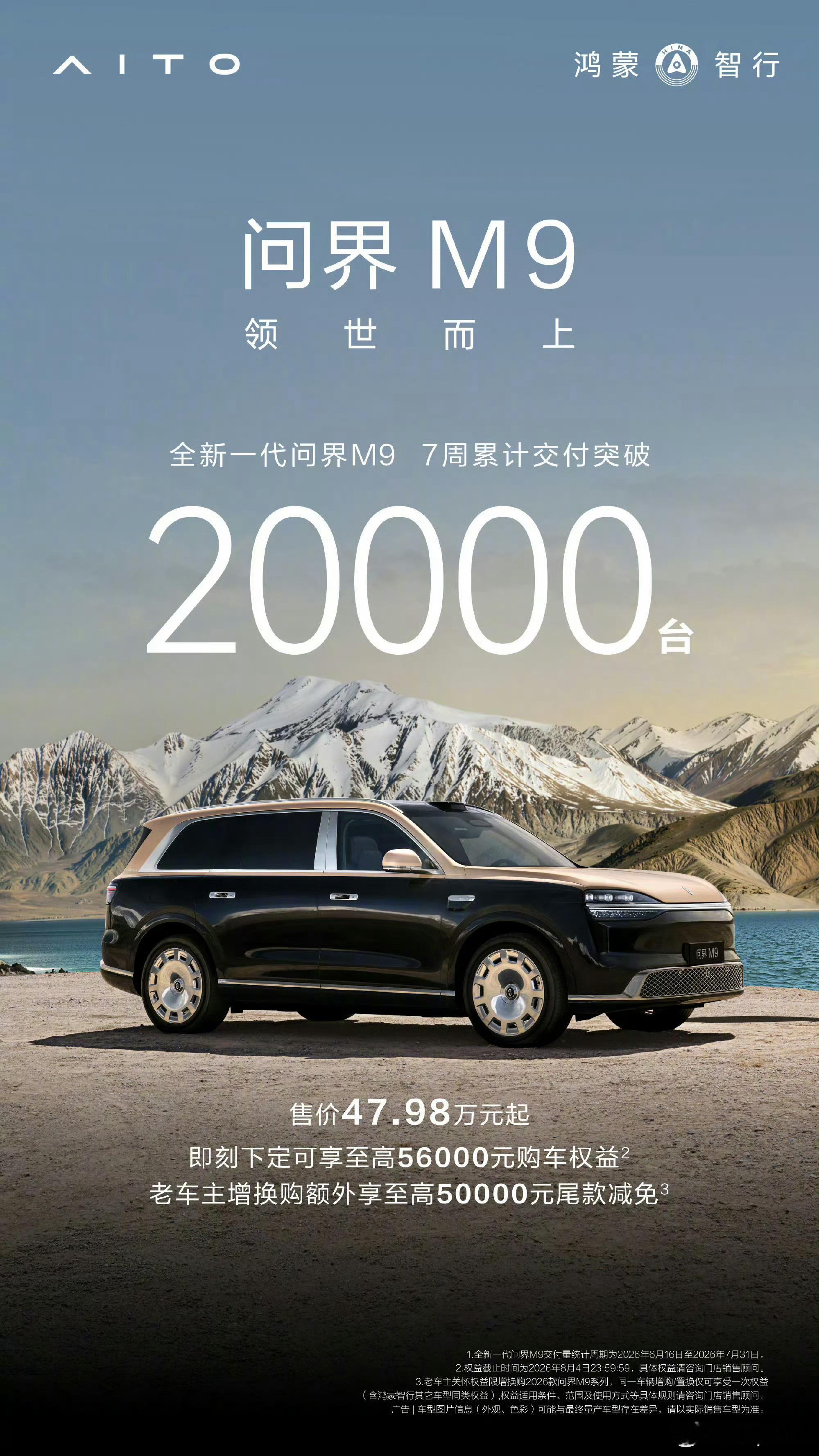 全新一代问界M97周交付破20000台了～全新一代问界m9