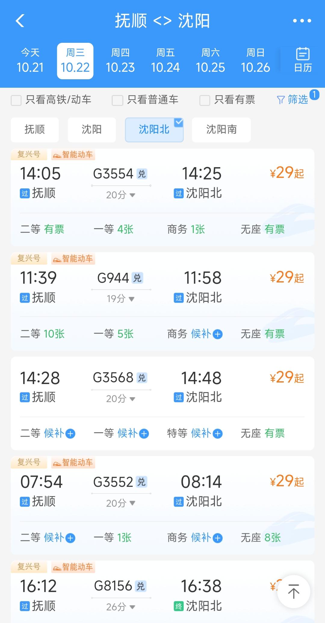 看来沈白高铁开通后抚顺百姓还是喜欢坐绿皮车或者城际巴士去沈阳，归根到底还是因为高