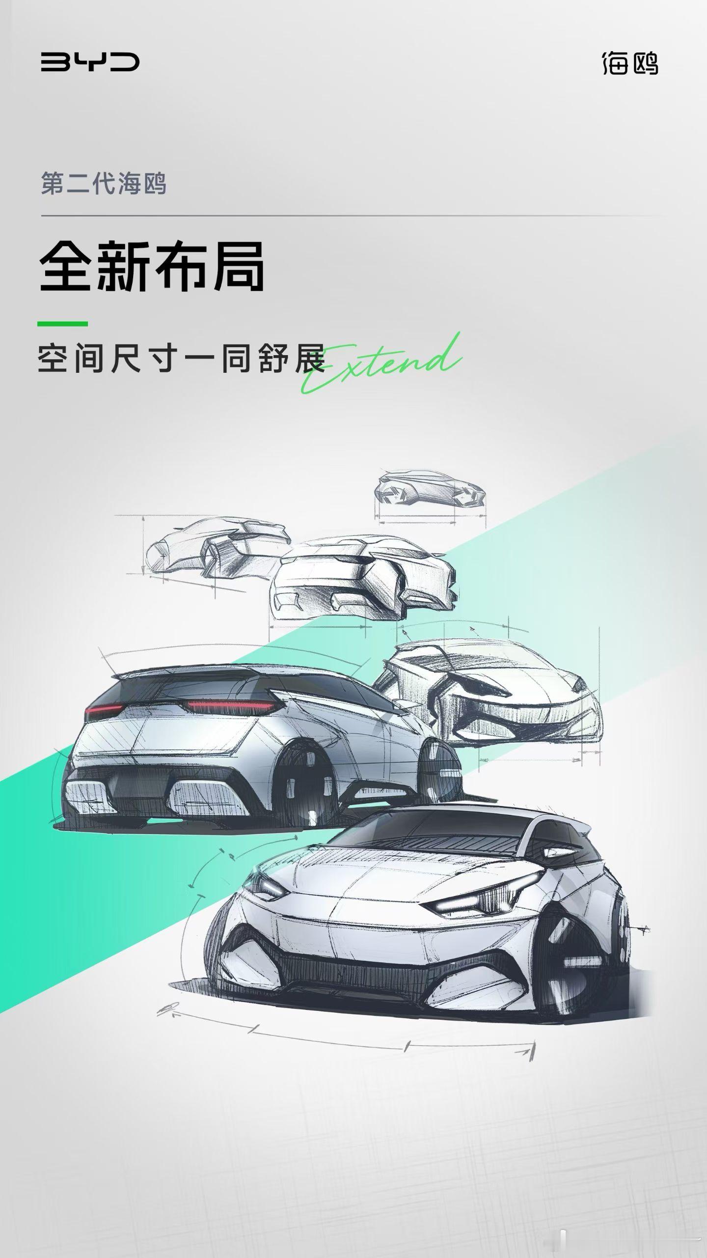 第二代海鸥的设计图稿来了[偷笑]新款带点小溜背的汽场全开比亚迪[超话] 一代的智