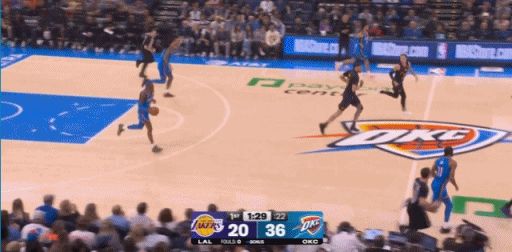 雷霆多点开花，湖人没办法防了。 湖人vs雷霆