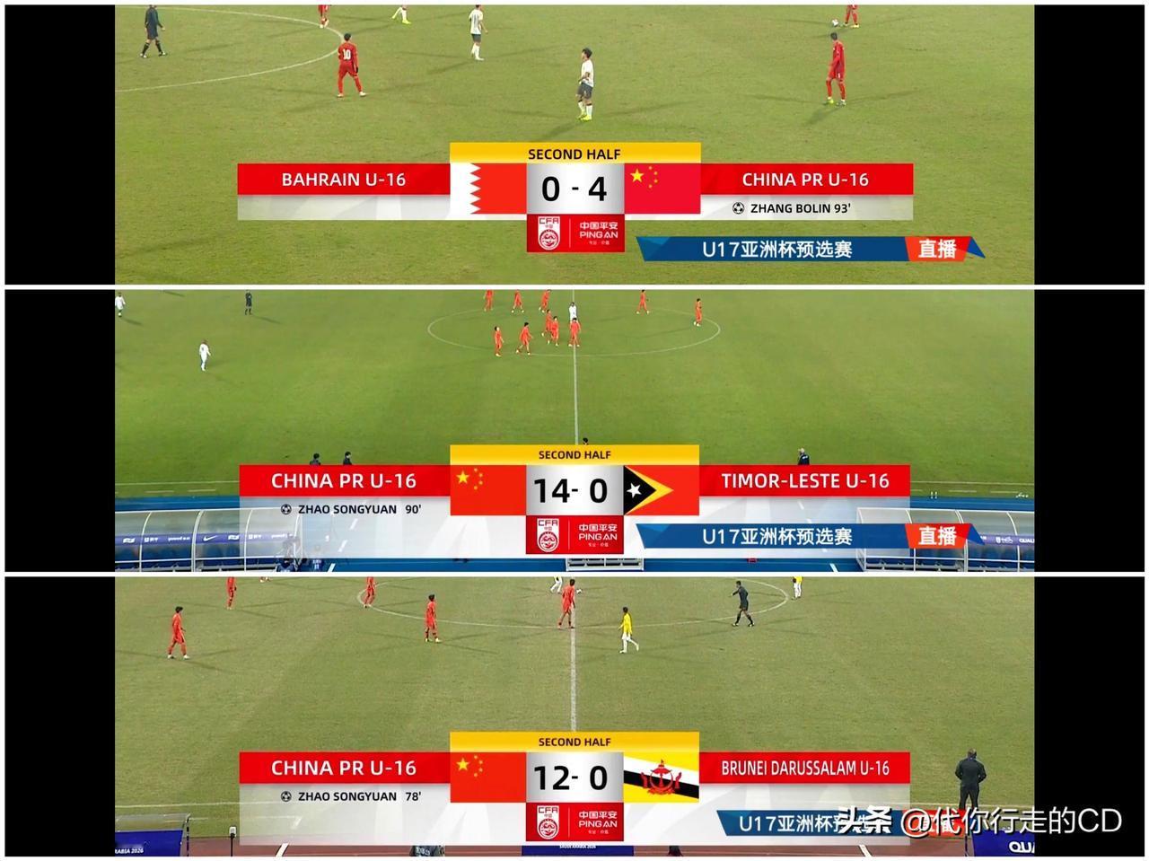 4:0，14:0，12:0...三连胜。
这一群中国小伙子踢疯了！
少年给了成年