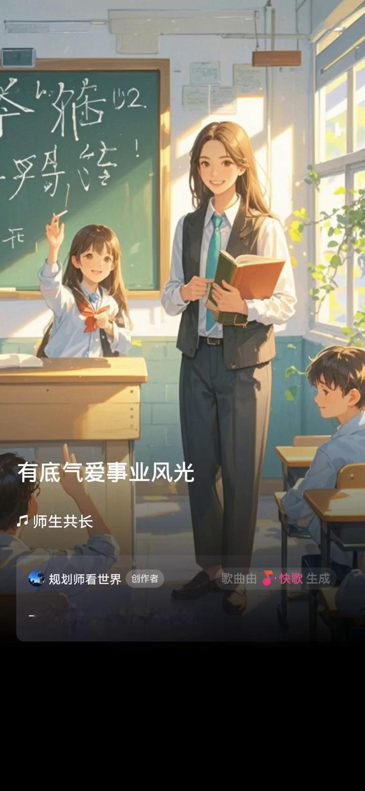 校园里铃声悠悠敲响，师生共长。
规划师看世界创作者。
歌曲由快歌生成，一起来听听
