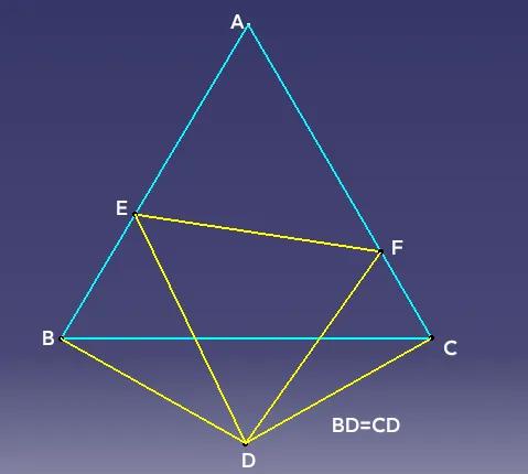 不变的三角形周长
如图，△ABC为等边三角形，边长为1，∠BDC=120°，且B