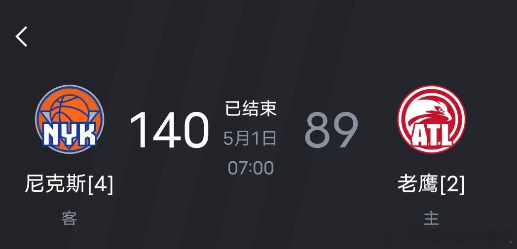 尼克斯vs老鹰咋打的 输了51分 