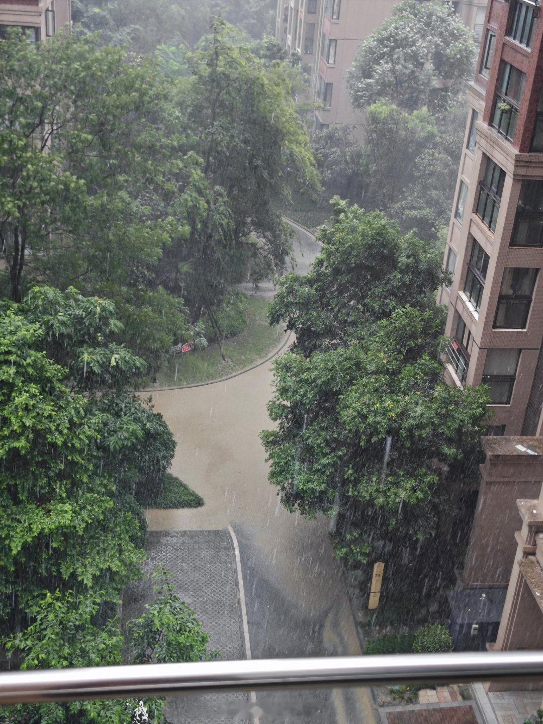 成都今天暴雨+打雷，小区的积水已经超过10公分了[苦涩] ​​​