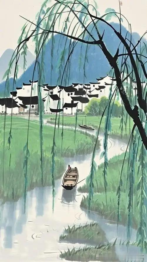 《绝句漫兴九首·其六》
——唐·杜甫
懒慢无堪不出村，
呼儿日在掩柴门。
苍苔浊