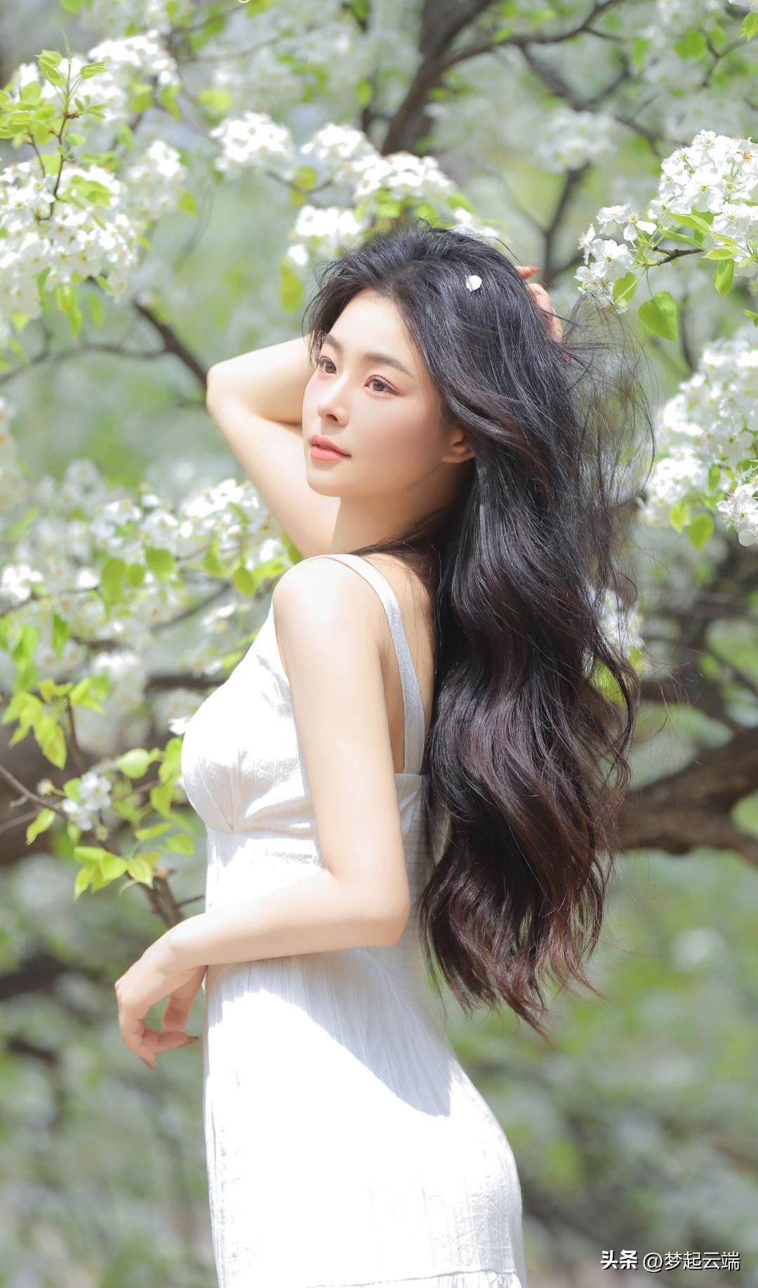 春日花海中的温柔少女，轻盈飘逸，如梦似幻。