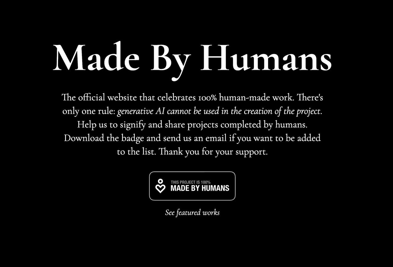 【“纯手工作业”正在成为AI时代的新奢侈品】

一个号称“拒绝生成式AI”的独立