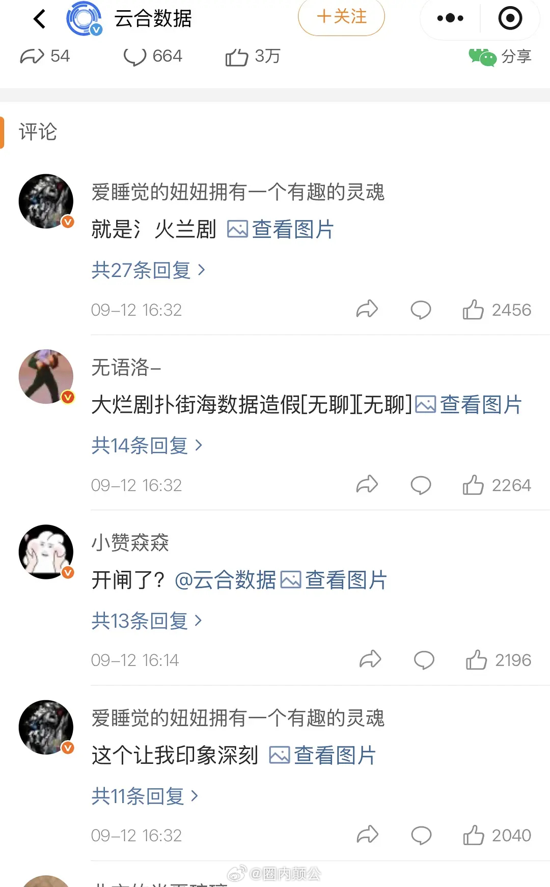 云合数据发成毅、古力娜扎主演的《赴山海》底下的评论区已经被肖战粉丝占领[吃惊]赴