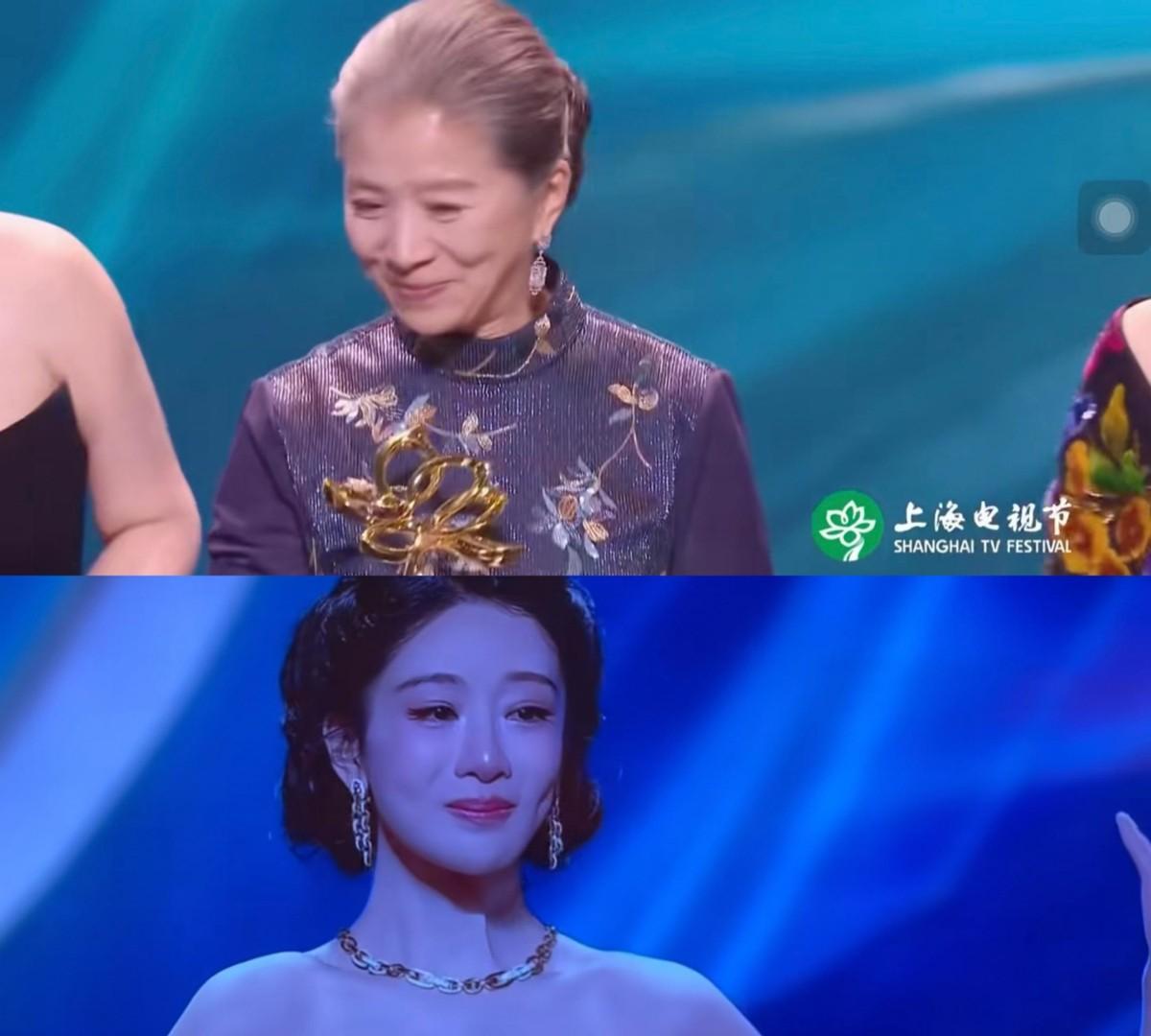 当杨紫拿奖的那一刻，周围人像被电击一样蹦起来尖叫，连见惯大场面的李雪导演眼神都化