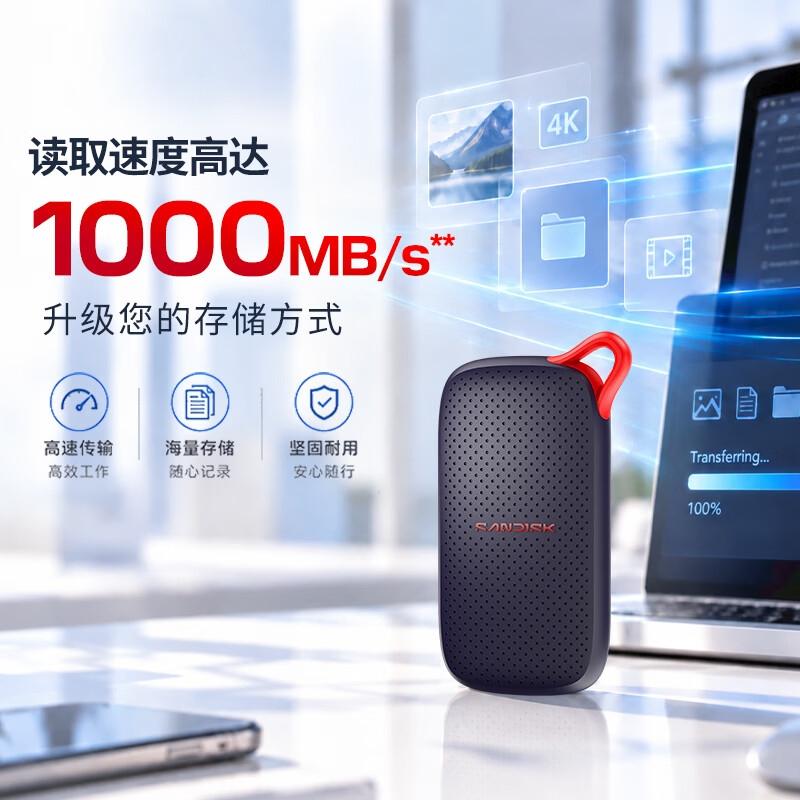 【闪迪发布E31移动固态硬盘】近日，闪迪推出USB-C 3.2（10Gbps）移