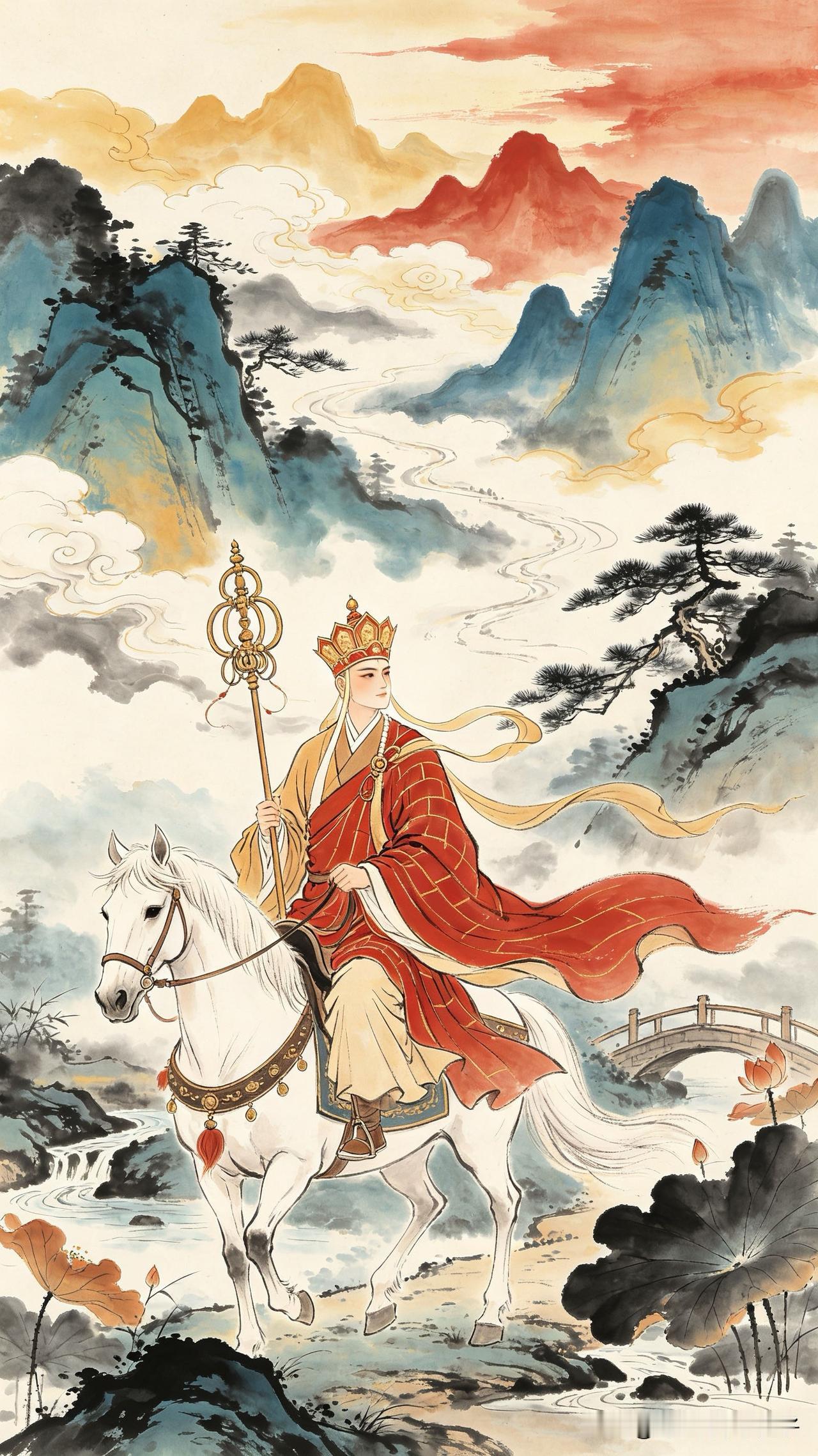 袈裟染尽世间尘，
贝叶经传字字真。
回首长安烟雨路，
      
…………请师