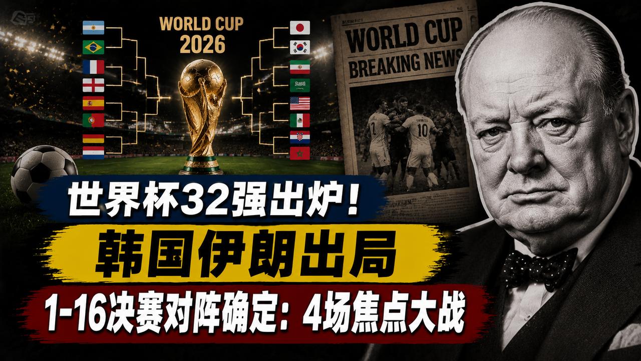 世界杯32强出炉！韩国伊朗出局，1-16决赛对阵确定：4场焦点大战
2026年美