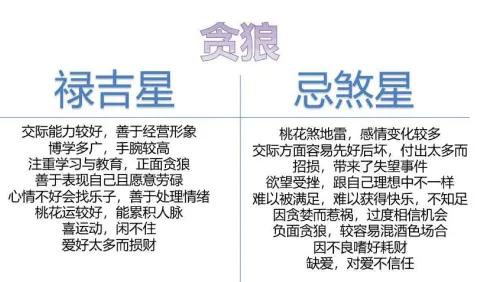 贪狼星，交际能力好，会做人际关系，注重学习。贪狼是一颗桃花星，见煞星就代表了不好