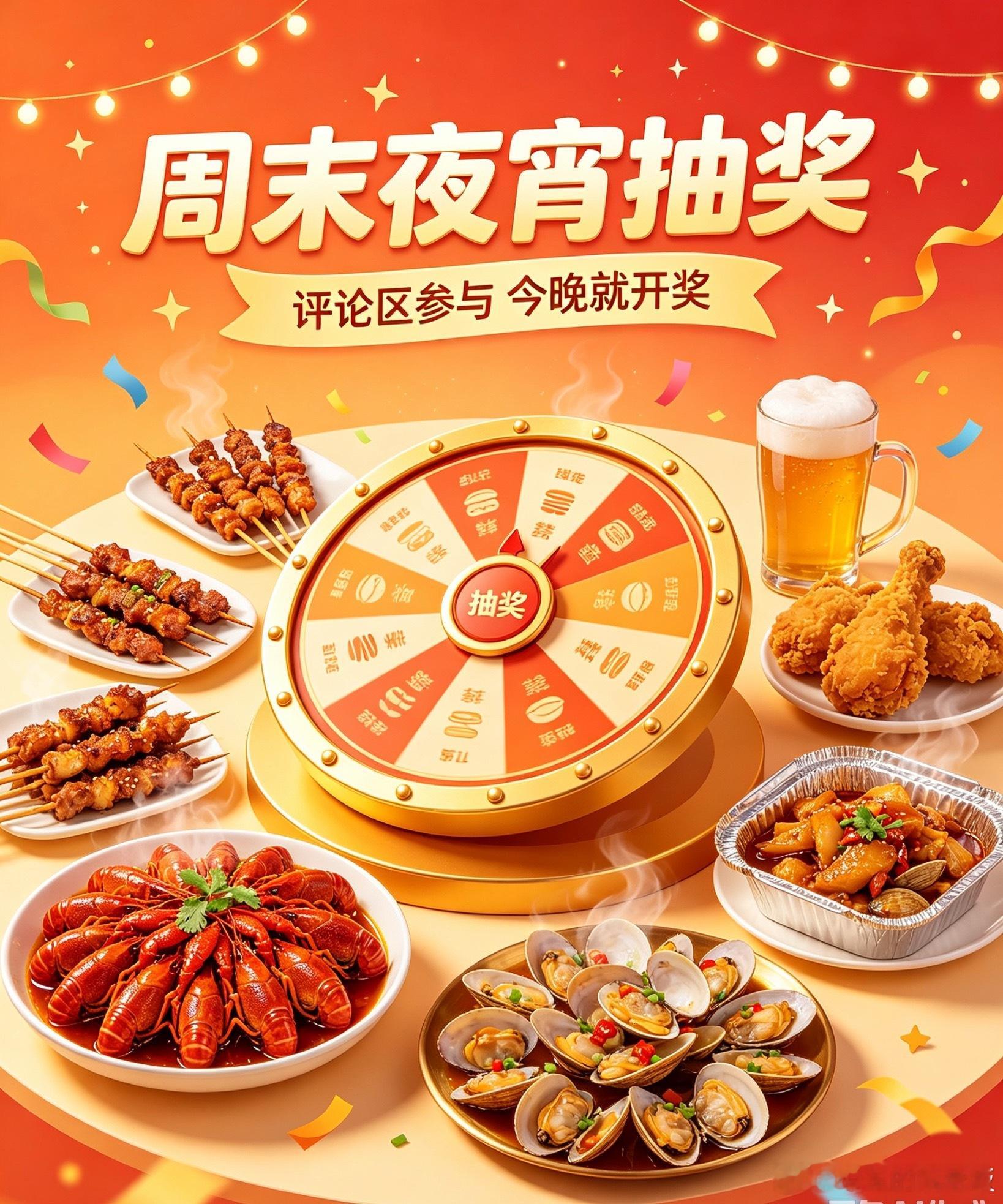 周末愉快，评论区给大家抽五份夜宵，评论即可参与！ 