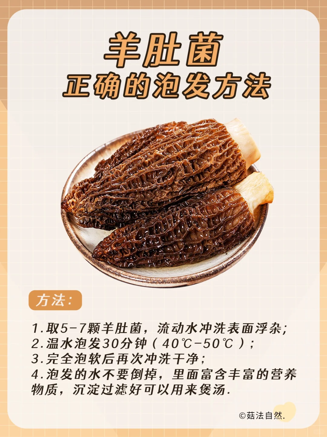 🔥一张图教你羊肚菌的正确泡发方法～