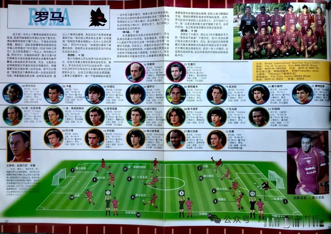 严格的说罗马队在1996/97赛季彻底踢疵了。老门神塞尔沃尼不得不退役，阵容有了