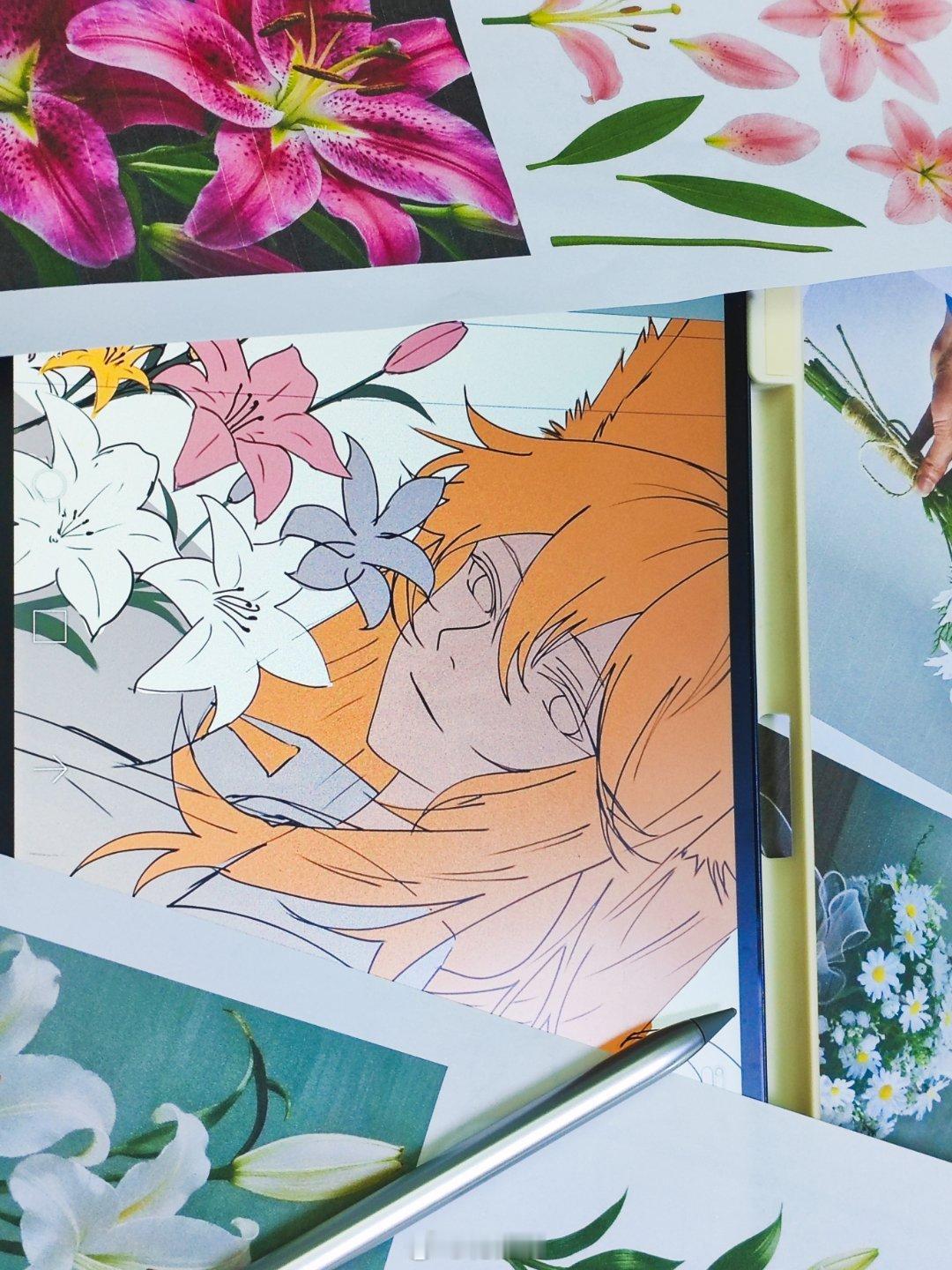 狐妖小红娘夏日企画 正在画11周年 涂山红红，你们觉得百合花合适吗？