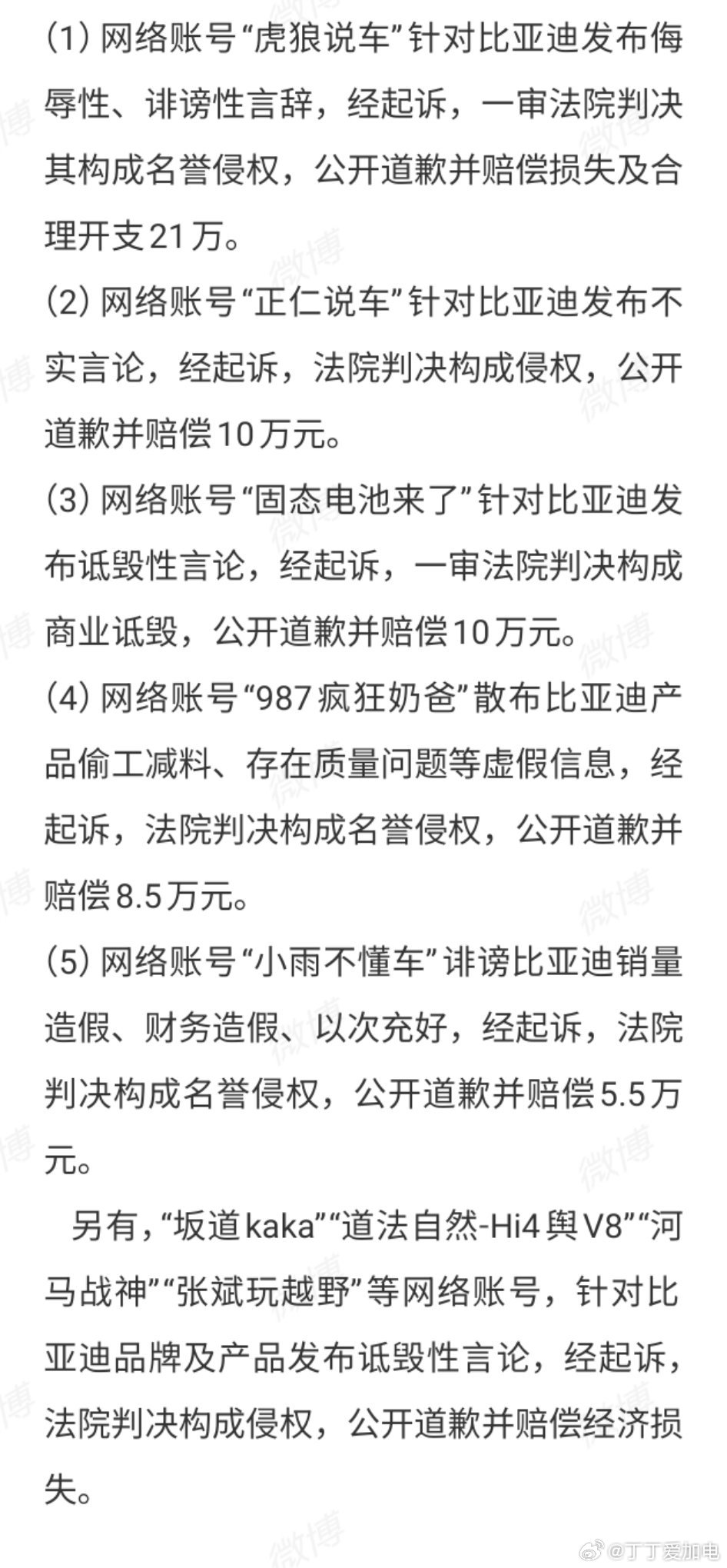 比亚迪法务再次通报多账号被处理 自媒体虽然门槛低，但是是要对自己说的话负法律责任