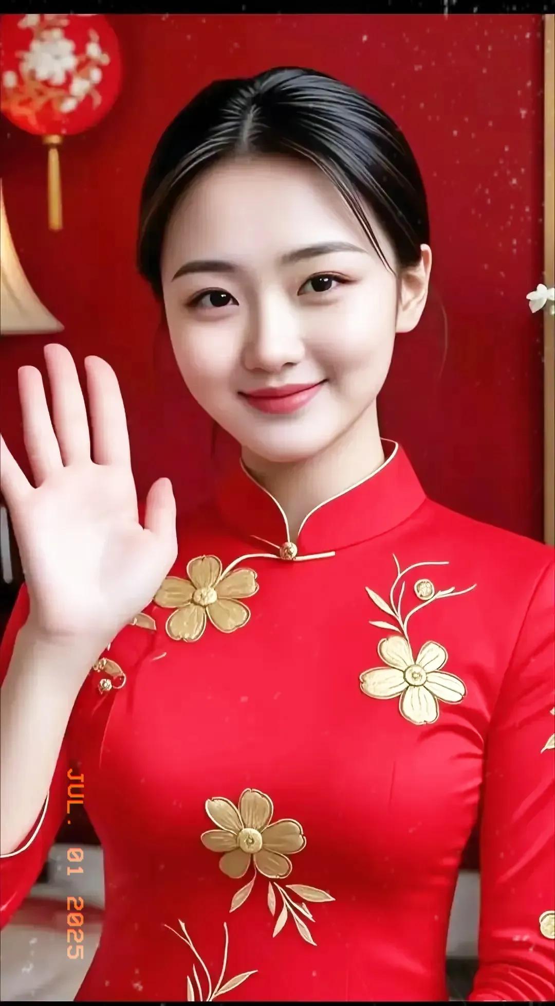 新年红衣美照，金花绽放，喜气洋洋！🌸💃