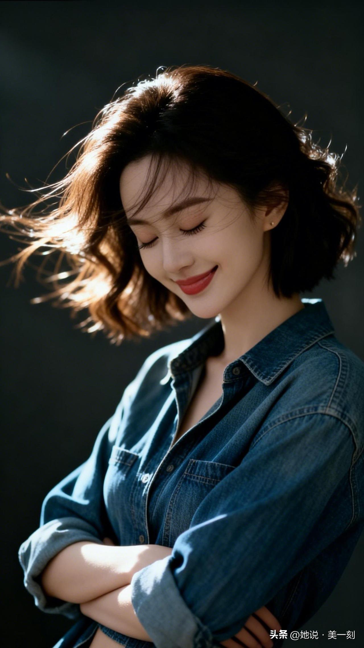 温柔笑靥，牛仔风情，自然光下的动人瞬间。女生怎么穿搭会看上去很优雅