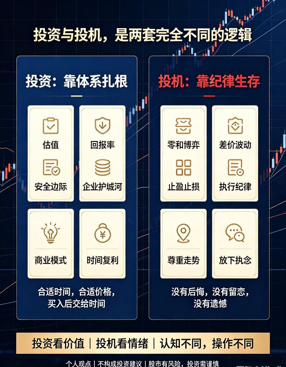 投资靠体系扎根，投机靠纪律生存股市长久稳定盈利的核心，从来不是运气、消息或者频繁