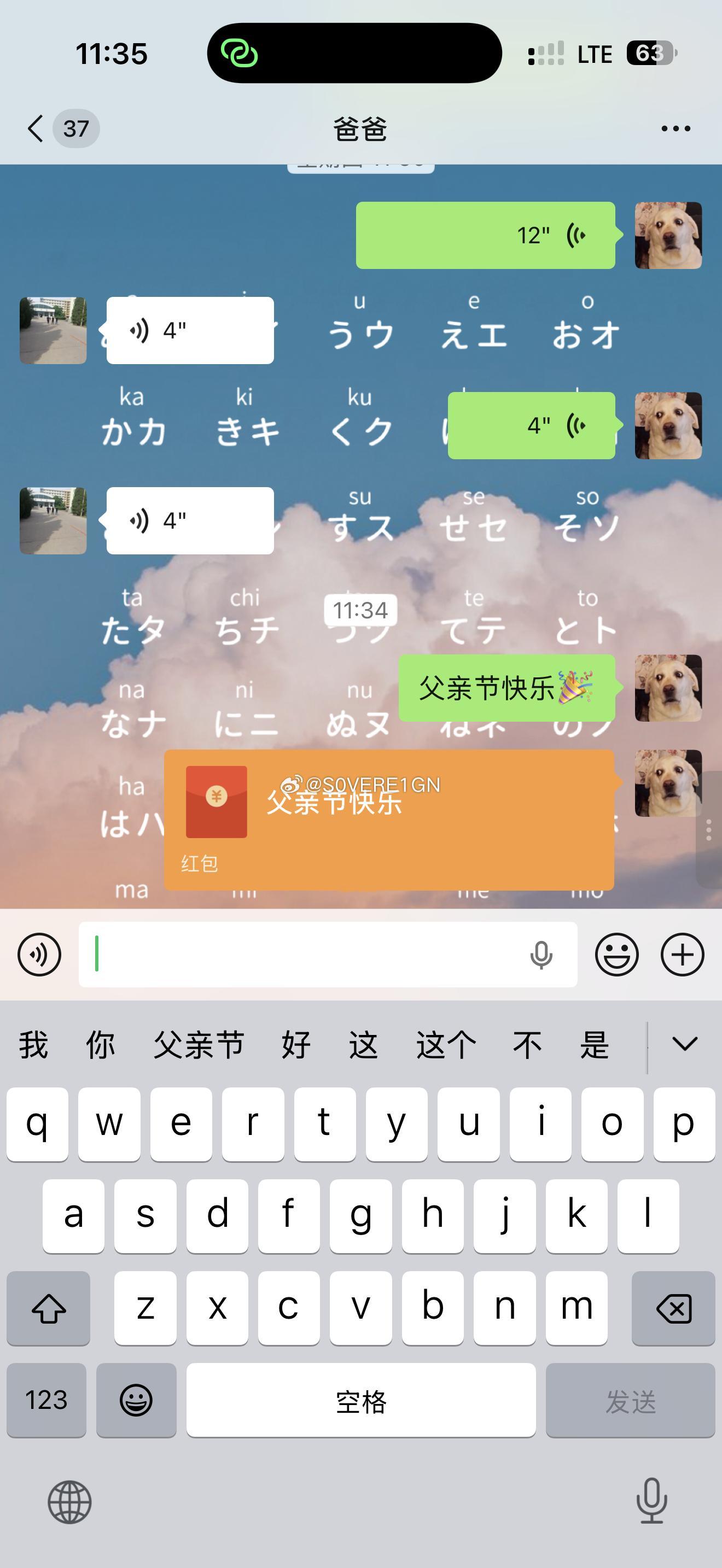 突然想起来今天是父亲节，人在飞机上紧急给我爸发个红包