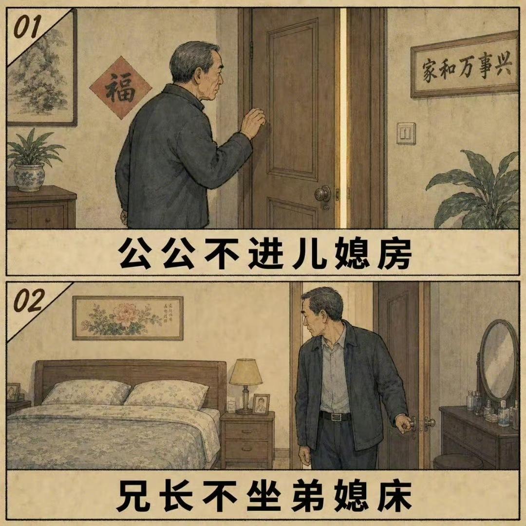 老祖宗留下14句居家分寸，读懂就是人情世故
公公不进儿媳房，兄长不坐弟媳床。
再
