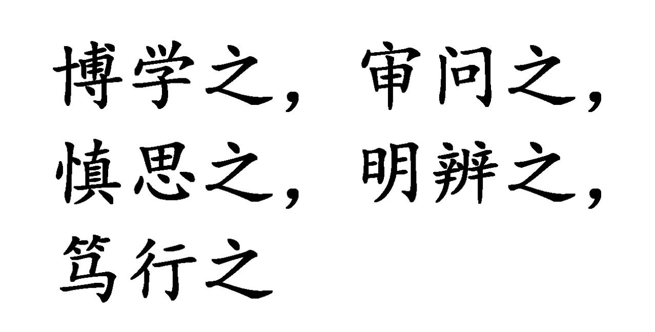 博学之，审问之，慎思之，明辨之，笃行之。有弗学，学之弗能弗措也；有弗问，问之弗知