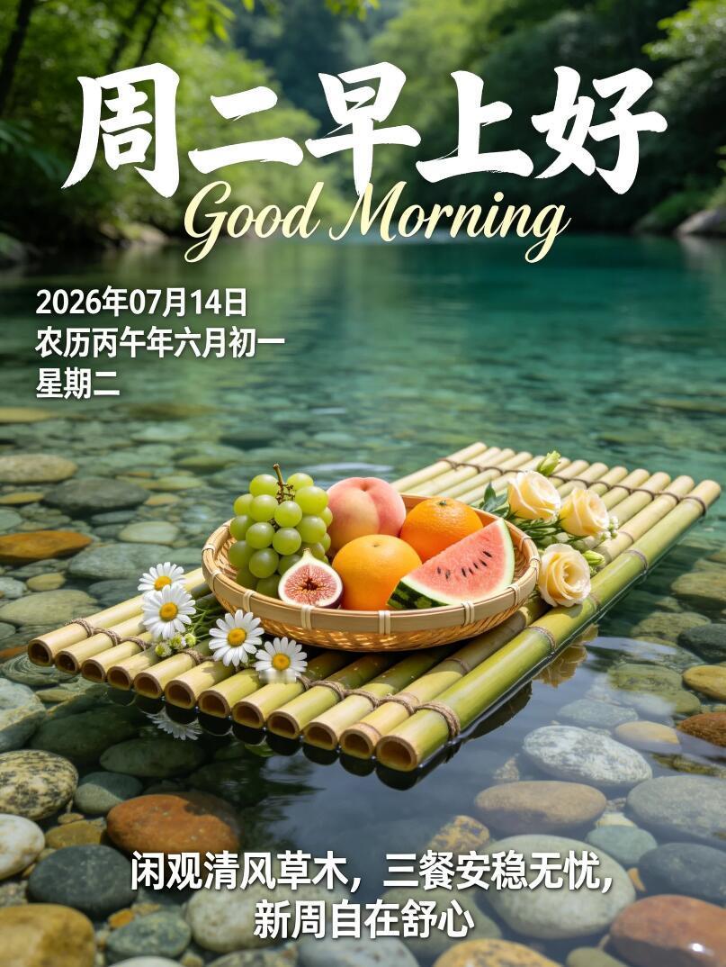 2026.7.14周二早安祝福图片壁纸拿图吱一声噢～ 