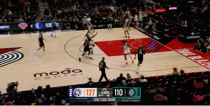 开拓者110-127不敌太阳，本场比赛杨瀚森上场13分8秒，得到9分5篮板3助攻