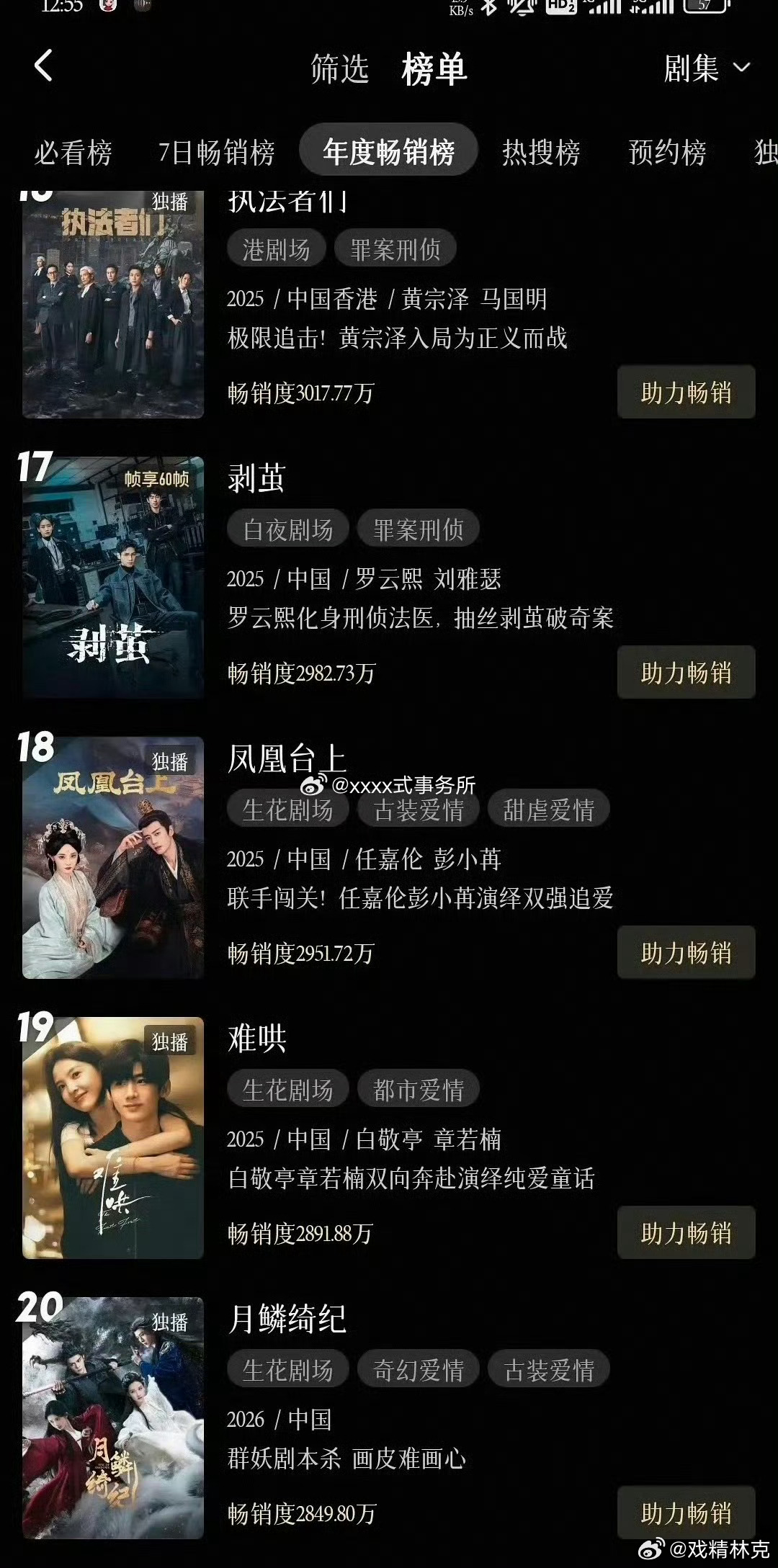 月鳞绮纪开播四天进年榜月鳞绮纪拉新不错，4天就进优酷的年度畅销榜了月鳞绮纪