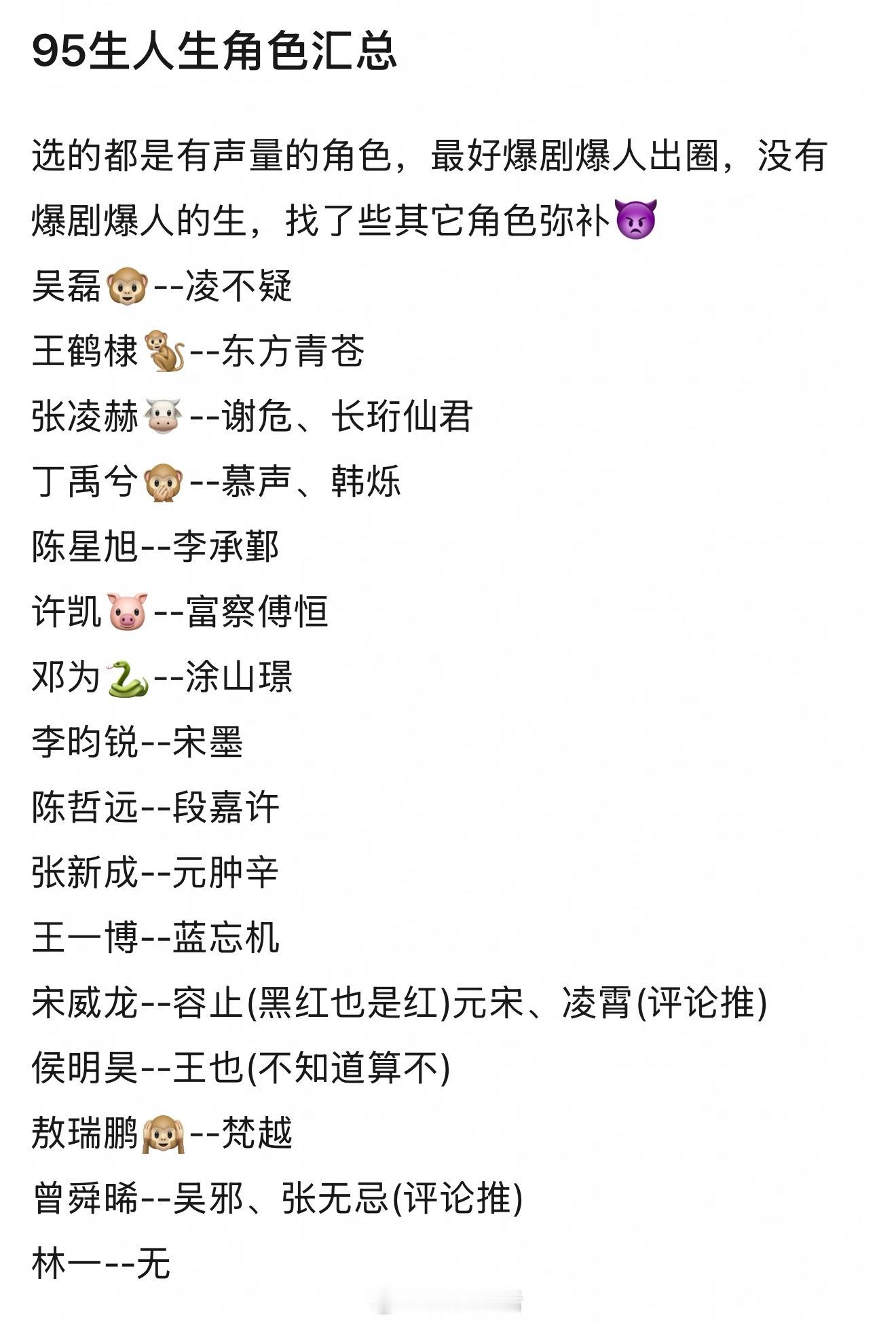 粉丝投稿95🥜人生角色，大家认可吗？ 