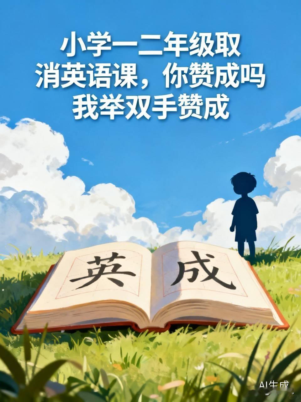 我举双手赞成。

这般幼小的孩子，原不必早早去啃一门异国言语，凡事总该慢慢来。一