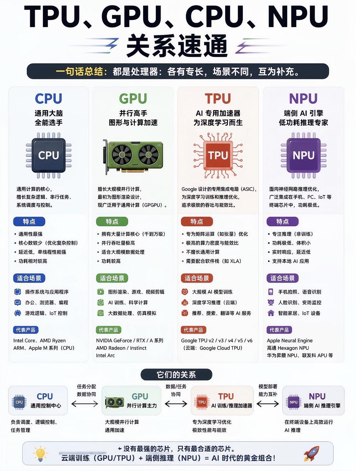一文速览CPU GPU NPU TPU