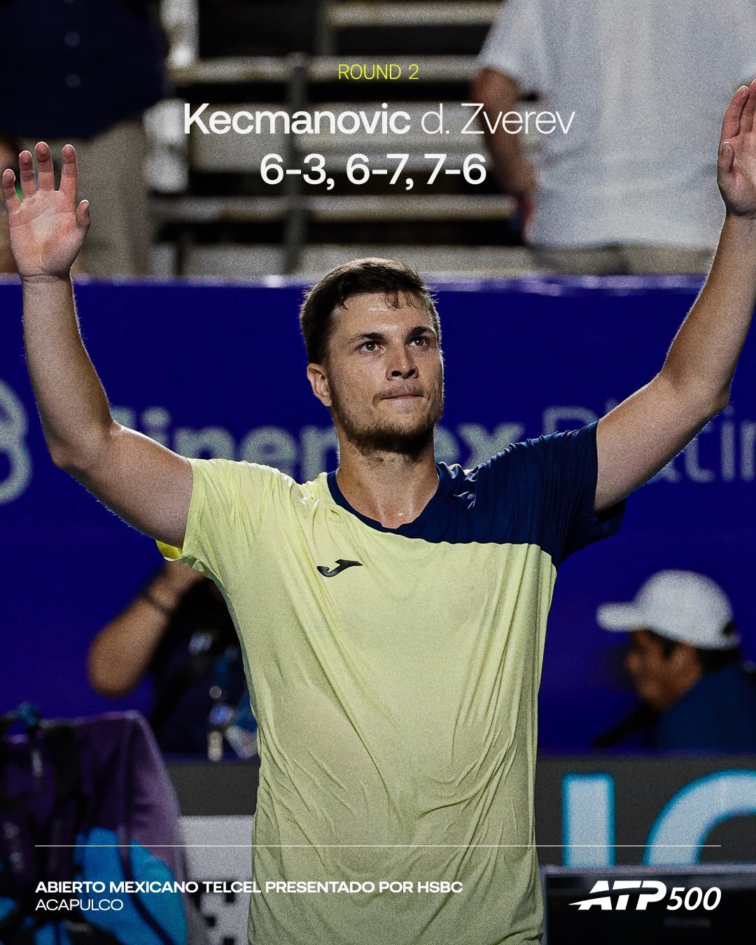 兹维列夫垮台！36 76 67不敌凯茨曼诺维奇，无缘阿卡普尔科八强，后者1/4决