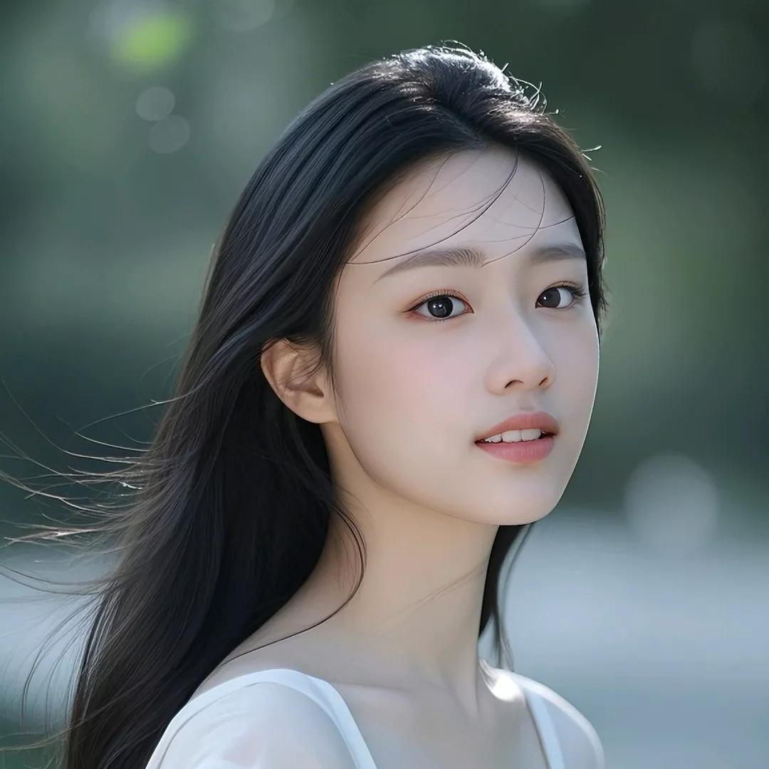 清新自然少女风，柔美发丝在微风中飘动，仿佛置身于自然中。美少女感长发 自然系少女