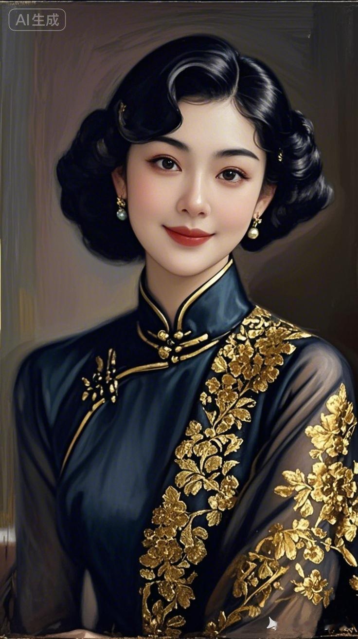 复古风华：优雅的旗袍美人，金丝刺绣，韵味十足。