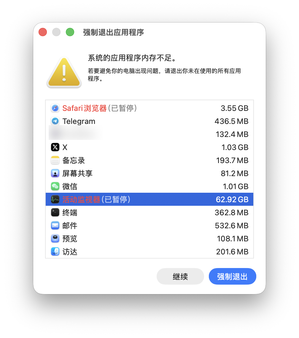 我用 macOS 自带的「活动监视器」来监控系统资源的占用情况，没想到它自己先漏