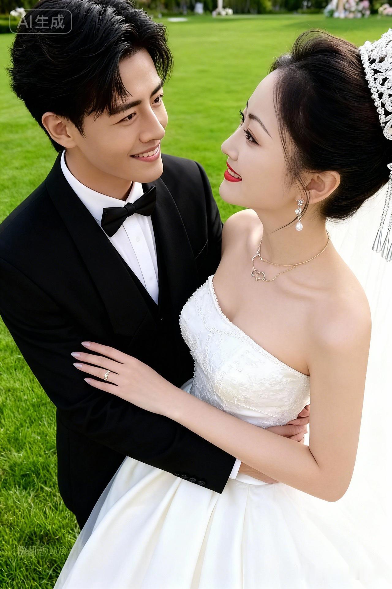 💍👰🤵‍♂️ 在阳光明媚的草坪上，我们牵手共度美好时光。