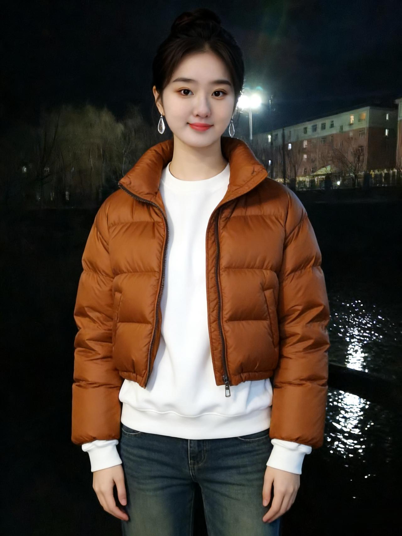 郊野凝霜白，河冰镜面平。
草枯迷远径，灯暗照孤行。
衫色分霞艳，身姿带月清。
何