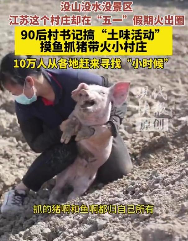 太会玩了！江苏淮安一无山无水无古迹普通村庄，搞抓猪抓鱼免费活动，18至60岁抓到